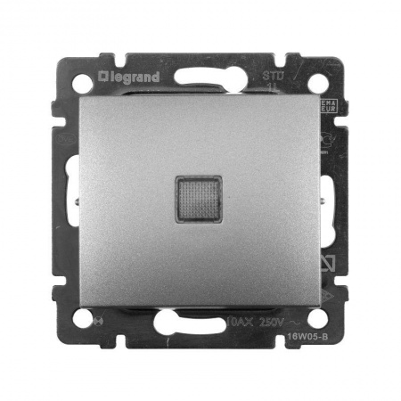 Механизм выключателя 1-кл. СП Valena 10А IP31 с зел. инд. алюм. Leg 770110 145938