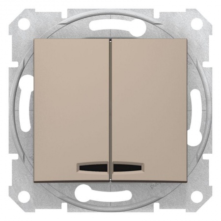 Механизм выключателя 2-кл. СП Sedna cx.5 10А IP20 с подсветкой титан SchE SDN0300368 1115892