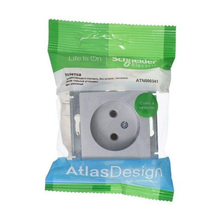 Механизм розетки 1-м СП ATLAS DESIGN без заземл. 16А алюм. SchE ATN000341 1240239