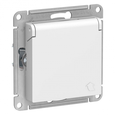 Механизм розетки 1-м СП ATLAS DESIGN с заземл. защ. шторки с защ. крышкой 16А IP20 бел. SchE ATN000146 1240149