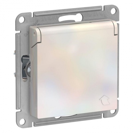 Механизм розетки 1-м СП ATLAS DESIGN с заземл. защ. шторки с защ. крышкой 16А IP20 жемчуг SchE ATN000446 1240286