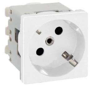 Механизм розетки 1-м СП Simon Connect K45 2мод. с заземл. бел. Simon K01-9 151722