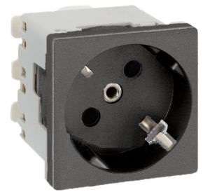 Механизм розетки 1-м СП Simon Connect K45 2мод. с заземл. графит Simon K01-14 151723