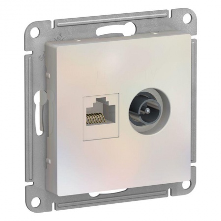 Механизм розетки 2-м ATLAS DESIGN комп. RJ45 кат.5E+TV жемчуг SchE ATN000489 1240300