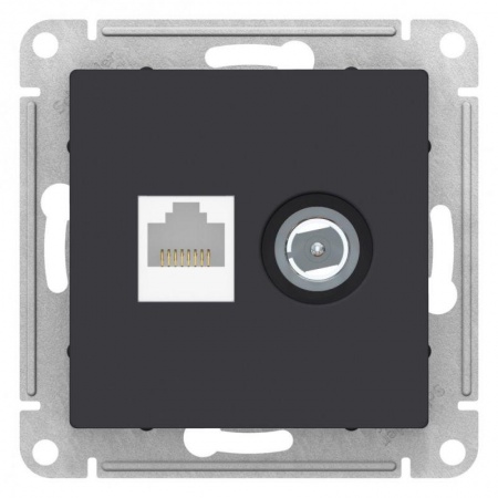 Механизм розетки 2-м ATLAS DESIGN комп. RJ45 кат.5E+TV карбон SchE ATN001089 1240558