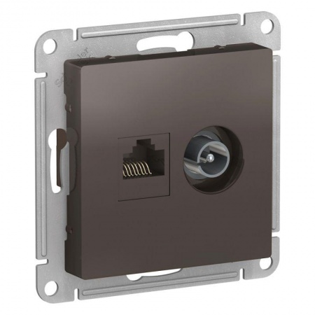 Механизм розетки 2-м ATLAS DESIGN комп. RJ45 кат.5E+TV мокко SchE ATN000689 1240386