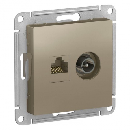 Механизм розетки 2-м ATLAS DESIGN комп. RJ45 кат.5E+TV шампань SchE ATN000589 1240343