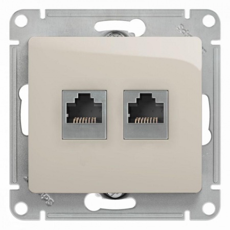 Механизм розетки 2-м Glossa RJ11+RJ45 кат.5е молочн. SchE GSL000985 463624