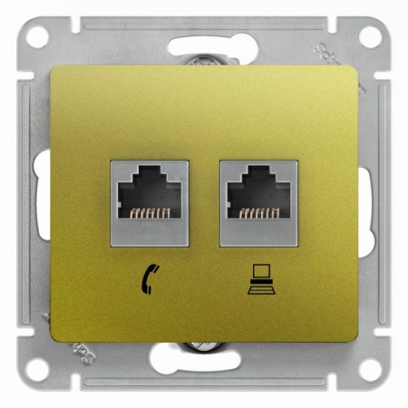 Механизм розетки 2-м Glossa RJ11+RJ45 кат.5е фисташк. SchE GSL001085 463617