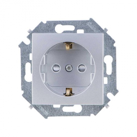 Механизм розетки Schuko Simon15 16А 250В 2P+E защ. шторки винт. зажим алюм. Simon 1591443-033 392110
