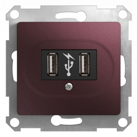 Механизм розетки USB 2-м Glossa баклажан. SchE GSL001132 454497