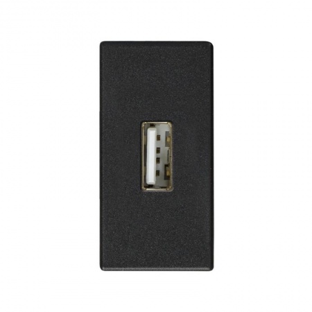 Механизм розетки USB Simon27 тип "А" узкий винты графит Simon 2701090-038 405855