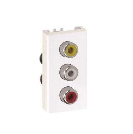 Механизм розетки аудио/видео RCA Simon27 3 выхода узкий винты сл. кость Simon 2701093-031 405862