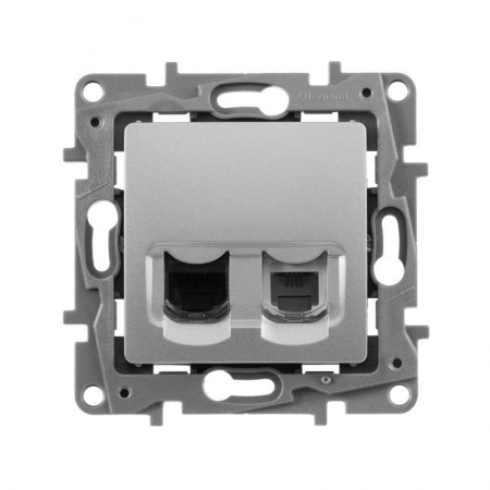 Механизм розетки комп. + телеф. 1-м СП Etika RJ11 + RJ45 CAT.5 UTP алюм. Leg 672452 1066938