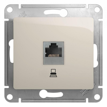 Механизм розетки комп. 1-м Glossa RJ45 кат.5е молочн. SchE GSL000981K 463627