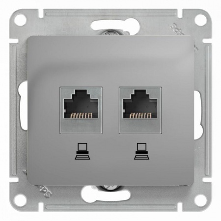 Механизм розетки комп. 2-м Glossa RJ45+RJ45 кат.5е алюм. SchE GSL000385KK 463577