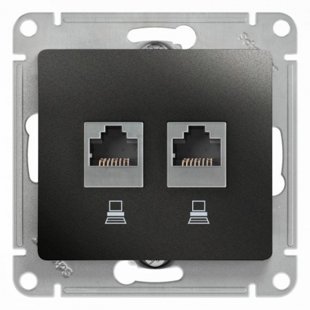 Механизм розетки комп. 2-м Glossa RJ45+RJ45 кат.5е антрацит SchE GSL000785KK 463572