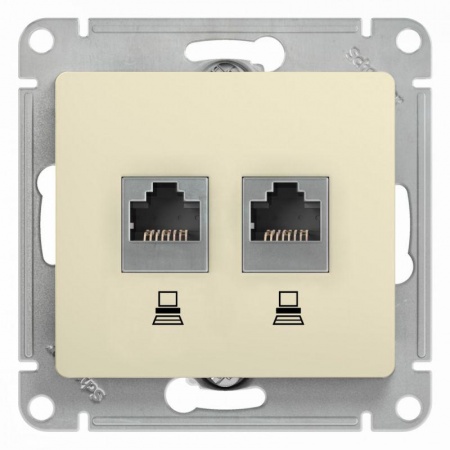 Механизм розетки комп. 2-м Glossa RJ45+RJ45 кат.5е беж. SchE GSL000285KK 463578