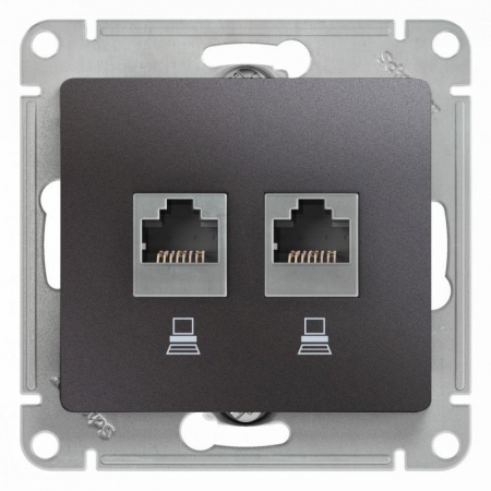 Механизм розетки комп. 2-м Glossa RJ45+RJ45 кат.5е графит SchE GSL001385KK 463594