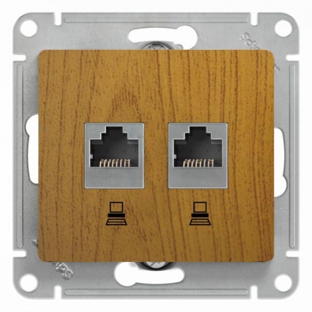 Механизм розетки комп. 2-м Glossa RJ45+RJ45 кат.5е дуб. SchE GSL000585KK 463575