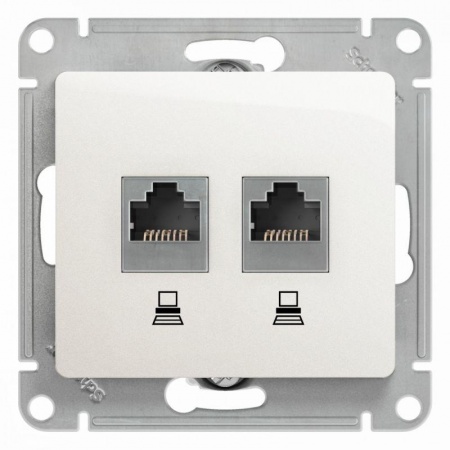 Механизм розетки комп. 2-м Glossa RJ45+RJ45 кат.5е перламутр SchE GSL000685KK 463573