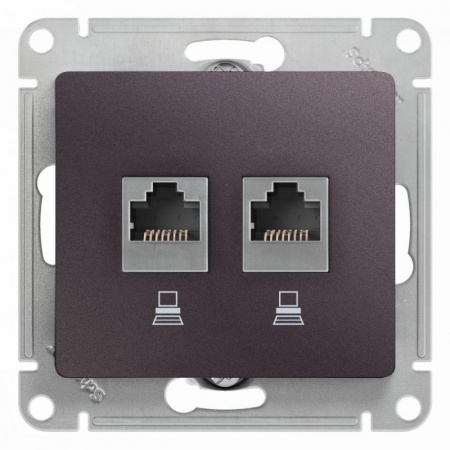 Механизм розетки комп. 2-м Glossa RJ45+RJ45 кат.5е сиреневый туман SchE GSL001485KK 463585