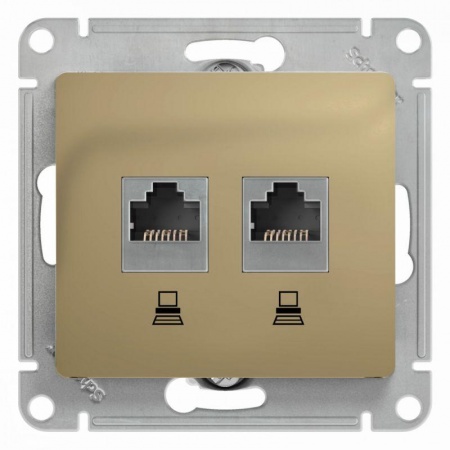 Механизм розетки комп. 2-м Glossa RJ45+RJ45 кат.5е титан SchE GSL000485KK 463576