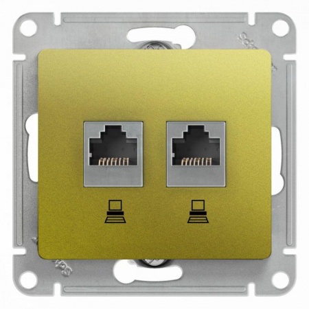 Механизм розетки комп. 2-м Glossa RJ45+RJ45 кат.5е фисташк. SchE GSL001085KK 463619