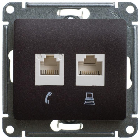 Механизм розетки комп. 2-м Glossa RJ45+RJ45 кат.5е шоколад SchE GSL000885KK 463571
