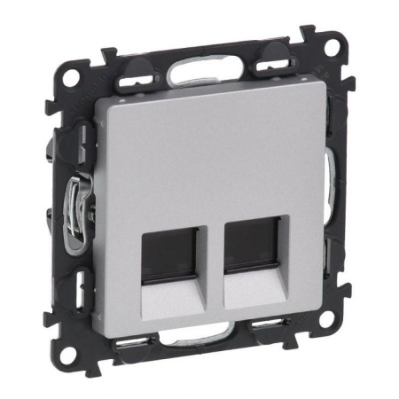 Механизм розетки комп. 2-м Valena Life RJ45 CAT.6 UTP с лицевой панелью алюм. Leg 753643 1181846