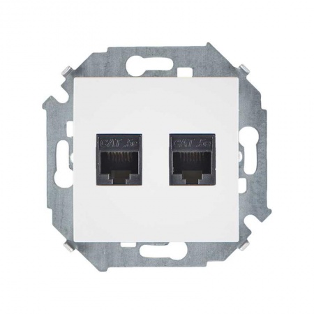 Механизм розетки комп. Simon15 2мод. RJ45 CAT.5E (AMP) бел. Simon 1591552-030 392122