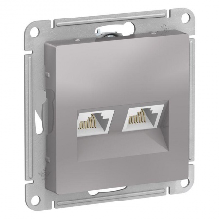 Механизм розетки компьютерной 2-м ATLAS DESIGN RJ45 + RJ45 кат.5e алюм. SchE ATN000385 1240255