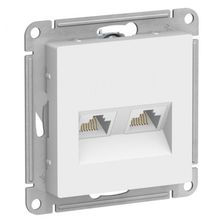 Механизм розетки компьютерной 2-м ATLAS DESIGN RJ45 + RJ45 кат.5e бел. SchE ATN000185 1240161