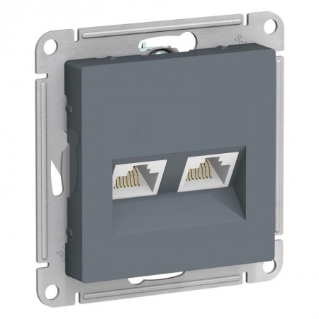 Механизм розетки компьютерной 2-м ATLAS DESIGN RJ45 + RJ45 кат.5e грифель SchE ATN000785 1240427