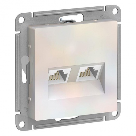 Механизм розетки компьютерной 2-м ATLAS DESIGN RJ45 + RJ45 кат.5e жемчуг SchE ATN000485 1240298