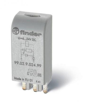 Модуль индикации и защиты зел. LED + диод (+ A1) 6-24В DC Finder 9902902499 413154
