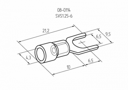 Наконечник вилочный изолированный 0.5-1.5кв.мм. d6.4мм B=10.8мм Rexant 08-0114 251268