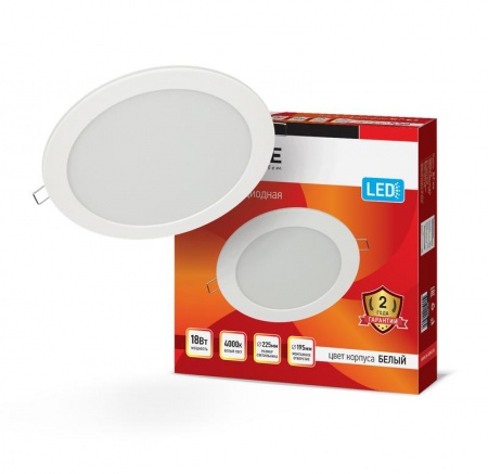 Панель светодиодная круглая RLP-eco 18Вт 230В 4000К 1080Лм 225/205мм бел. IP40 IN HOME 4690612007984 480221
