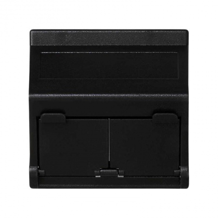 Плата наклонная защ. шторки на 2-мод. MD (RJ45 оптоволокно) 45х45мм графит Simon Connect KB80-14 394139