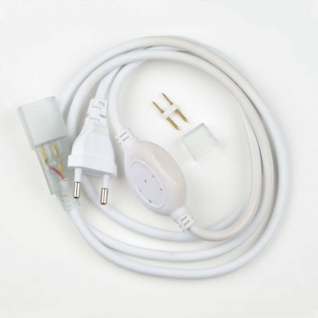Провод электрический UCX-SP2/N21 WHITE 1 STICKER для светодиодных лент ULS-N21 NEON 220В 8х16мм 2 контакта. бел. Uniel UL-00002937 502142