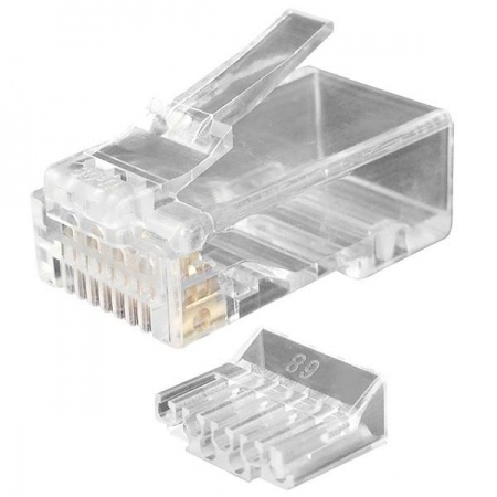 Разъем PLUG-8P8C-UV-C6-100 RJ45(8P8C) под витую пару кат.6 (50 µ"/ 50 мкр. дюйм) универс. (для ож и мж кабеля) со вставкой (уп.100шт) Hyperline 49364 1203301