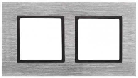 Рамка 2-м 14-5202-41 металл Elegance сталь+антрацит ЭРА Б0034551 1232145