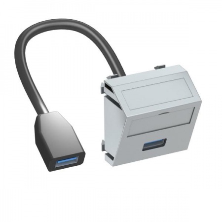 Рамка Modul45 мультимедийная USB 3.0 A-A MTS-U3A F AL1 серебр. OBO 6104940 357982