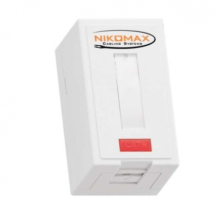 Розетка 1 порт кат.6 (класс E) 250МГц RJ45/8P8C FT-TOOL/110/KRONE T568A/B неэкран. со шторкой бел. NIKOMAX NMC-WO1UE2-FT-ST-WT 494214
