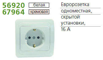 Розетка 1-м СП Classic 16А с заземл. бел. евро POWERMAN 1151410 56920