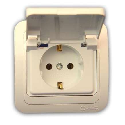Розетка 1-м СП Mimoza 16А IP20 с защ. крышкой крем./крем. Makel 25009 150076