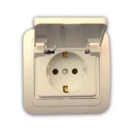 Розетка 1-м СП Mimoza 16А IP20 с защ. крышкой крем./крем. Makel 25029 150449