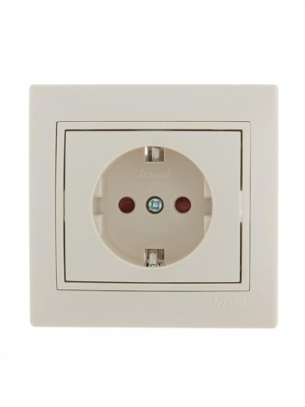 Розетка 1-м СП Мира защ. шторки с заземл. крем/крем. Lezard 701-0303-124 193073