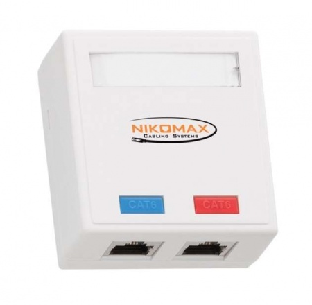 Розетка 2 порта кат.6 (класс E) 250МГц RJ45/8P8C 110/KRONE T568A/B на печатной плате экранированная бел. NIKOMAX NMC-WO2SE2-WT 494209