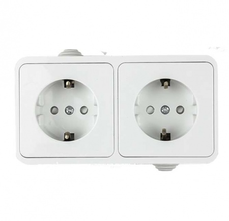Розетка 2-м AQUA защ. шторки с заземл. п / герм 3123 бел. ASD / IN HOME 4690612003467 464647